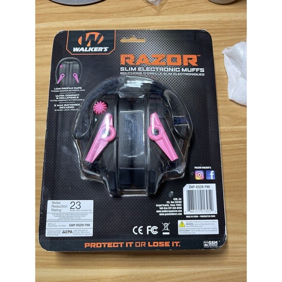 Walker's Other - Walker's Razor Slim Shooter Electronic Muffs Black Pink New Sealed